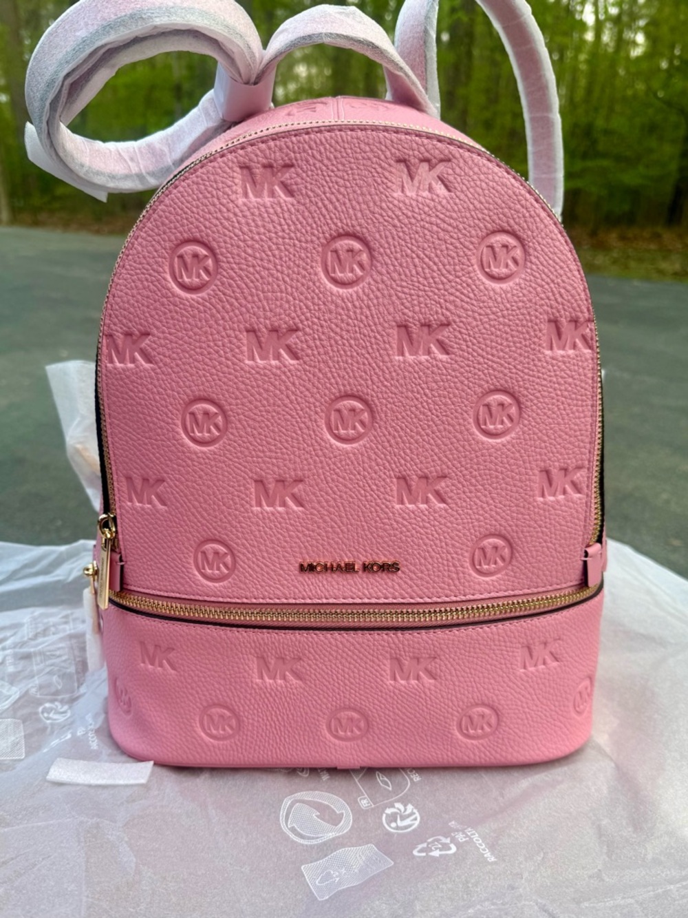 Michael Kors Pink Gradient Logo Tote, Backpack & Wristlet Set - Picture 15 of 16